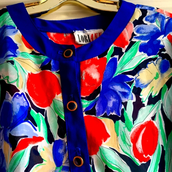 M🌺Vintage Demisheer Watercolor Long Sleeve Blouse Top - Picture 5 of 9